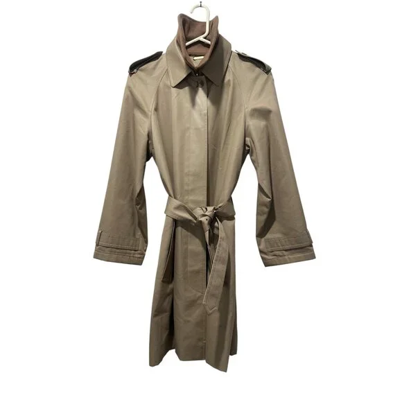 Sanyo Heavy Cotton Trench Coat Womens XS Brown Made in Japan Old Money Luxury - Picture 1 of 16